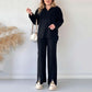 Traje cómodo de dos piezas, pantalones largas y maneras