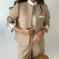 🔥Otoño/Invierno Hot Sale🔥Conjunto de 2 Piezas para Mujer: Elegante Chaqueta con Cuello Alto y Pantalón