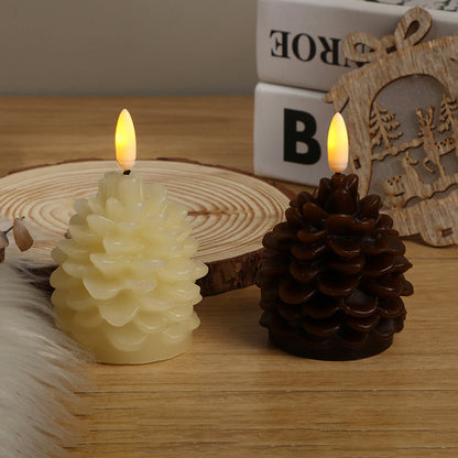 Velas en Forma de Piña y Pino LED sin Llama para la Decoración Navideña