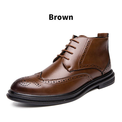 Botas brogue con punta de ala tallada y cordones para hombre