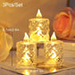 🔥Juego de 3 piezas🕯️🎁 Luz de vela sin llama de cristal