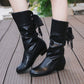 Botas de Mujer de Tacón Grueso Hasta la Pantorrilla con Cordones