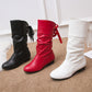 Botas de Mujer de Tacón Grueso Hasta la Pantorrilla con Cordones