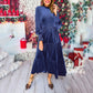 💃🎅Rebajas anticipadas de Navidad - 50% DE DESCUENTO🔥Lujoso vestido de mujer de manga larga con dobladillo de volantes