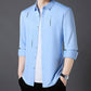 Elegante Camisa de Solapa sin Costuras Engrosadas para Hombre
