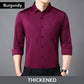 Elegante Camisa de Solapa sin Costuras Engrosadas para Hombre