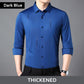 Elegante Camisa de Solapa sin Costuras Engrosadas para Hombre
