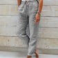 Pantalones de Lino y Algodón para Mujer con Pierna Ancha y Cintura Elástica