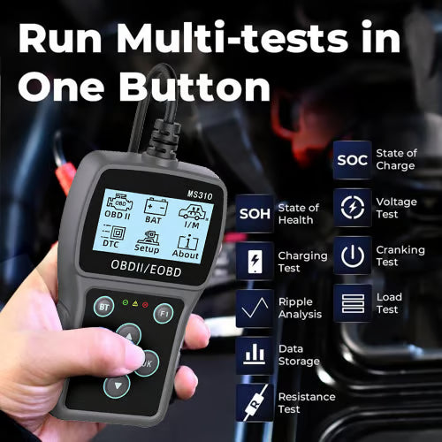 Comprobador de baterías de coche BT100, comprobador de carga de 12 V