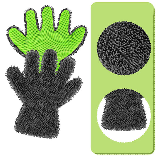 Guantes de Cinco Dedos de Doble Cara para el Lavado de Coches