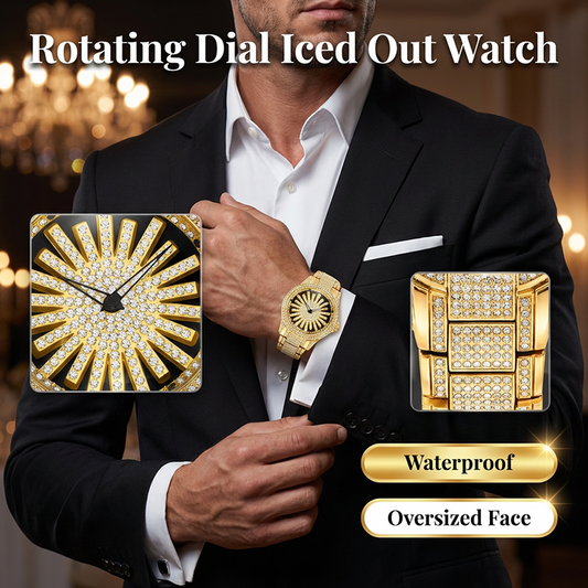 ⌚ ¡50% DE DESCUENTO AHORA! 💎 Reloj Iced-Out para Hombre con Dial Giratorio – Cristales Brillantes, Cuarzo Preciso y Vidrio Mineral Resistente ✨