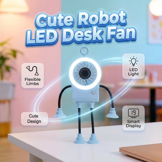 Ventilador de mesa robótico flexible con luz LED