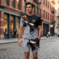 Conjunto de Playera y Shorts para Hombre con Estampado Abstracto