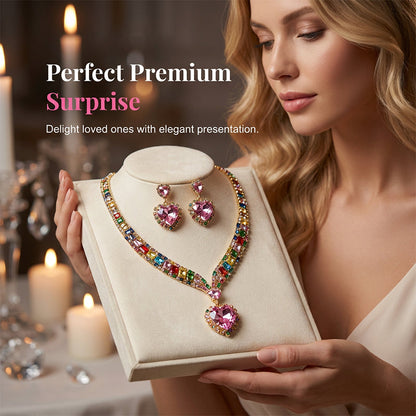 📢📢50% DE DESCUENTO!! ⏰Conjunto de Collar y Aretes con Corazón Brillante
