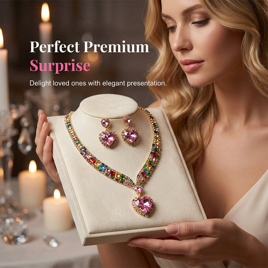📢📢50% DE DESCUENTO!! ⏰Conjunto de Collar y Aretes con Corazón Brillante