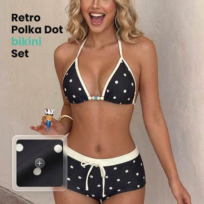 Bikini de Lunares con Cuello Halter para Mujer