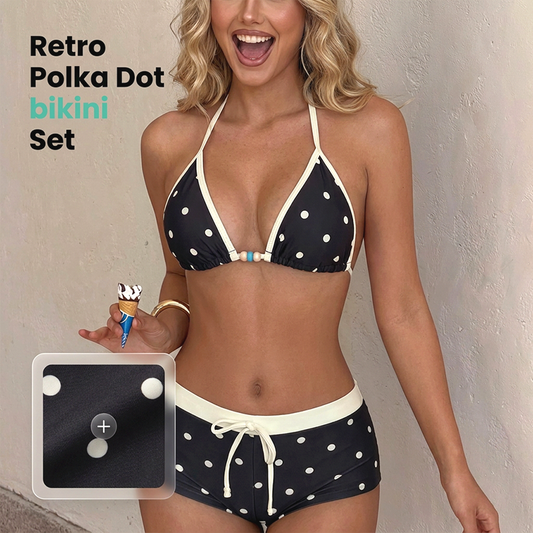 Bikini de Lunares con Cuello Halter para Mujer