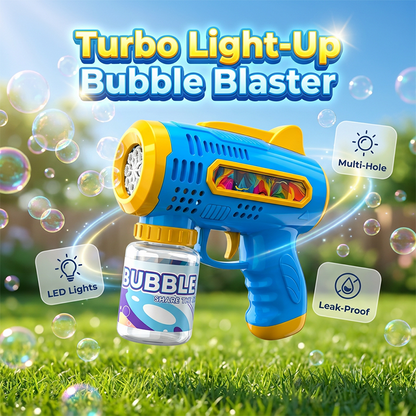 Pistola de Burbujas con Luz LED para Niños, Máquina de Múltiples Agujeros