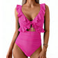 Women's Ruffle V-Neck One-Piece Swimsuit